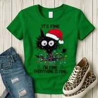Black Cats Christmas It's Fine I'm Fine Everything Is Fine Women's T-Shirt thumb 3