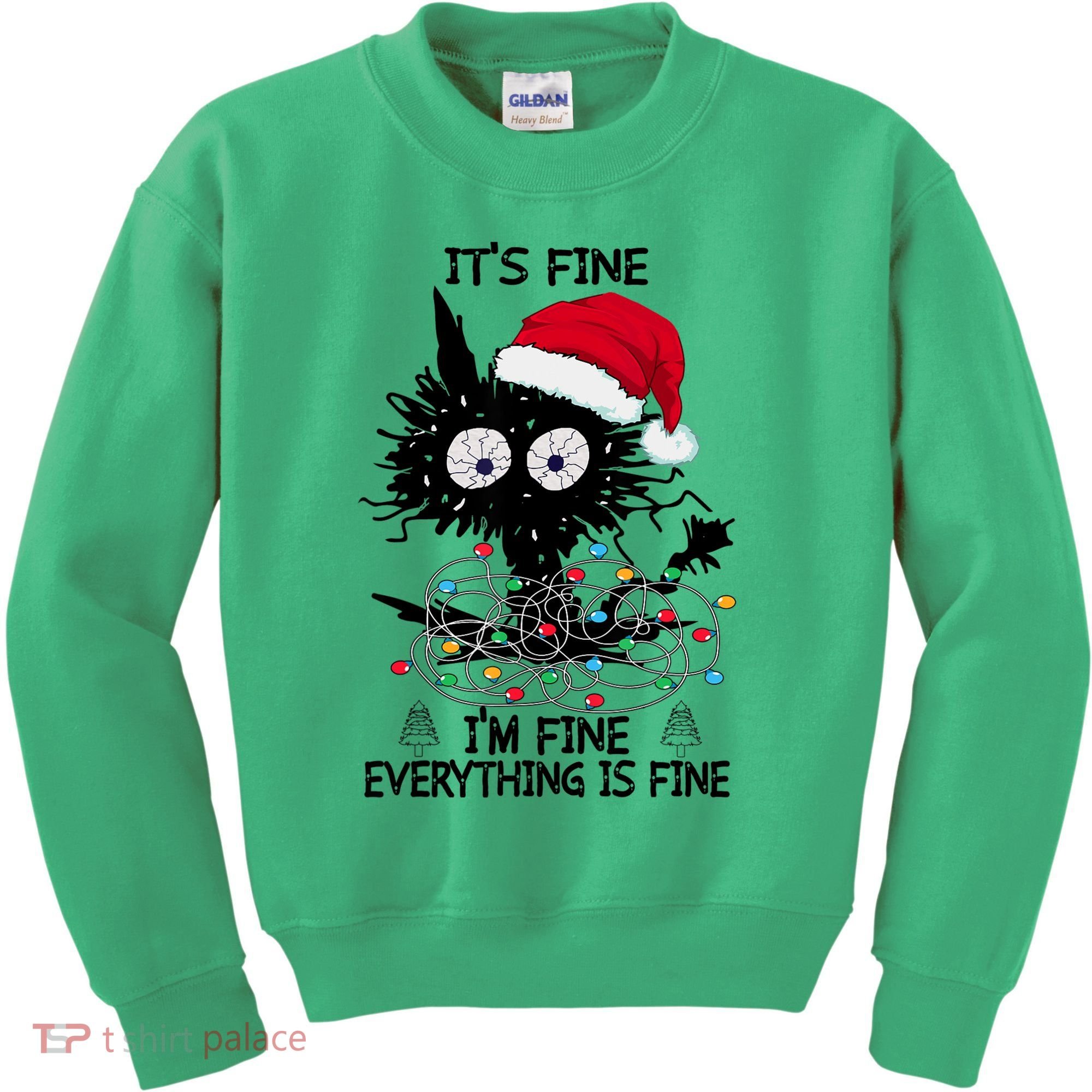 Black Cats Christmas It's Fine I'm Fine Everything Is Fine Kids Sweatshirt