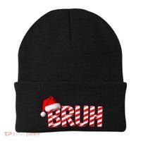 Bruh Christmas Candy Cane For Teen Boy Funny Xmas Bruh Beanie thumb 0