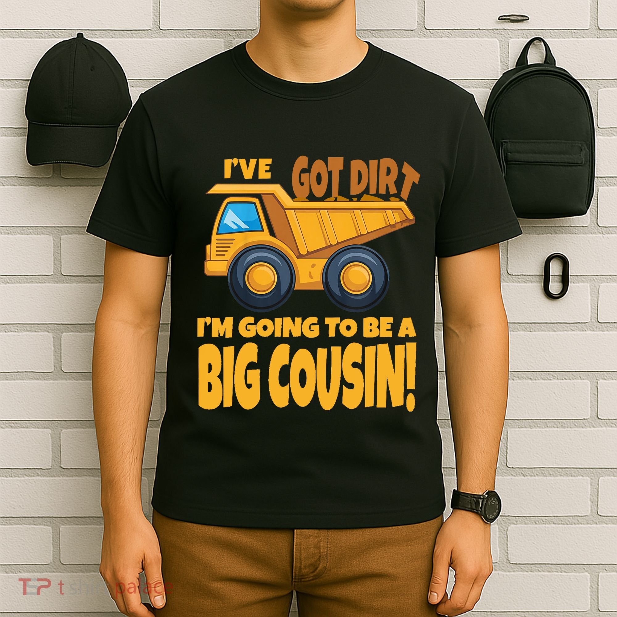 Big Cousin Construction Dump Truck Baby Announcement T-Shirt