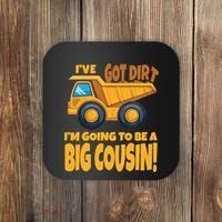 Big Cousin Construction Dump Truck Baby Announcement Coaster thumb 0