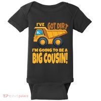 Big Cousin Construction Dump Truck Baby Announcement Baby Bodysuit thumb 0