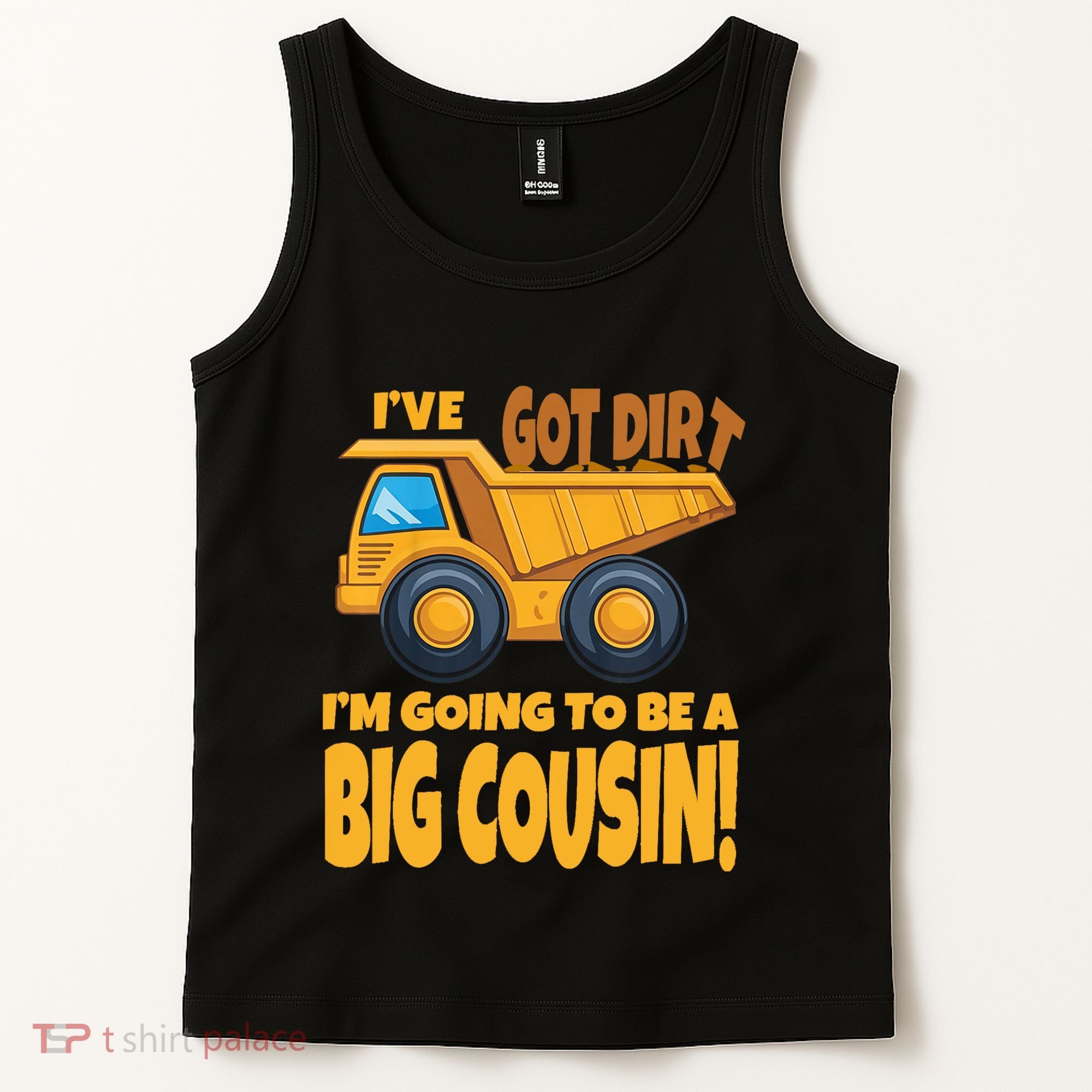 Big Cousin Construction Dump Truck Baby Announcement Tank Top