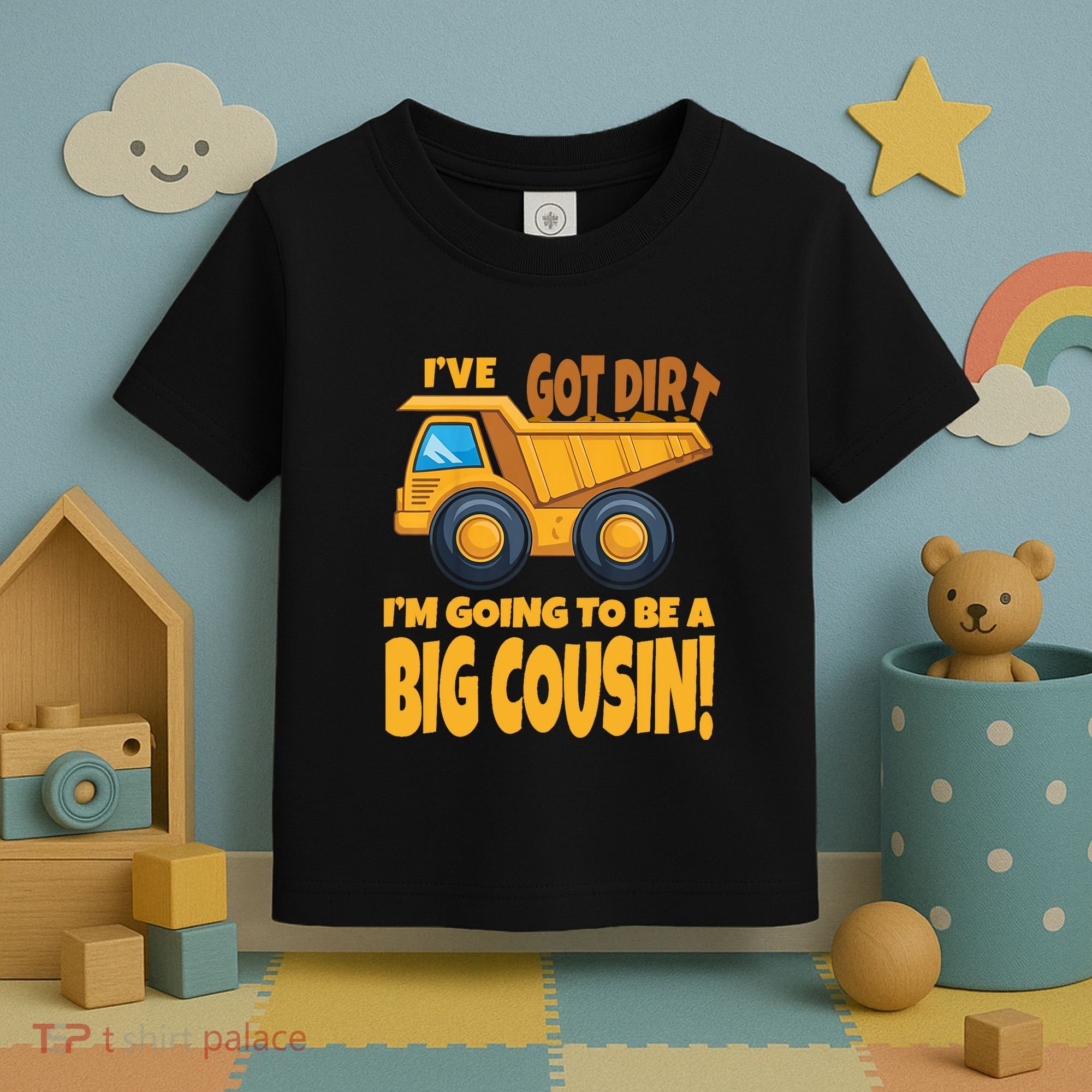 Big Cousin Construction Dump Truck Baby Announcement Toddler T-Shirt