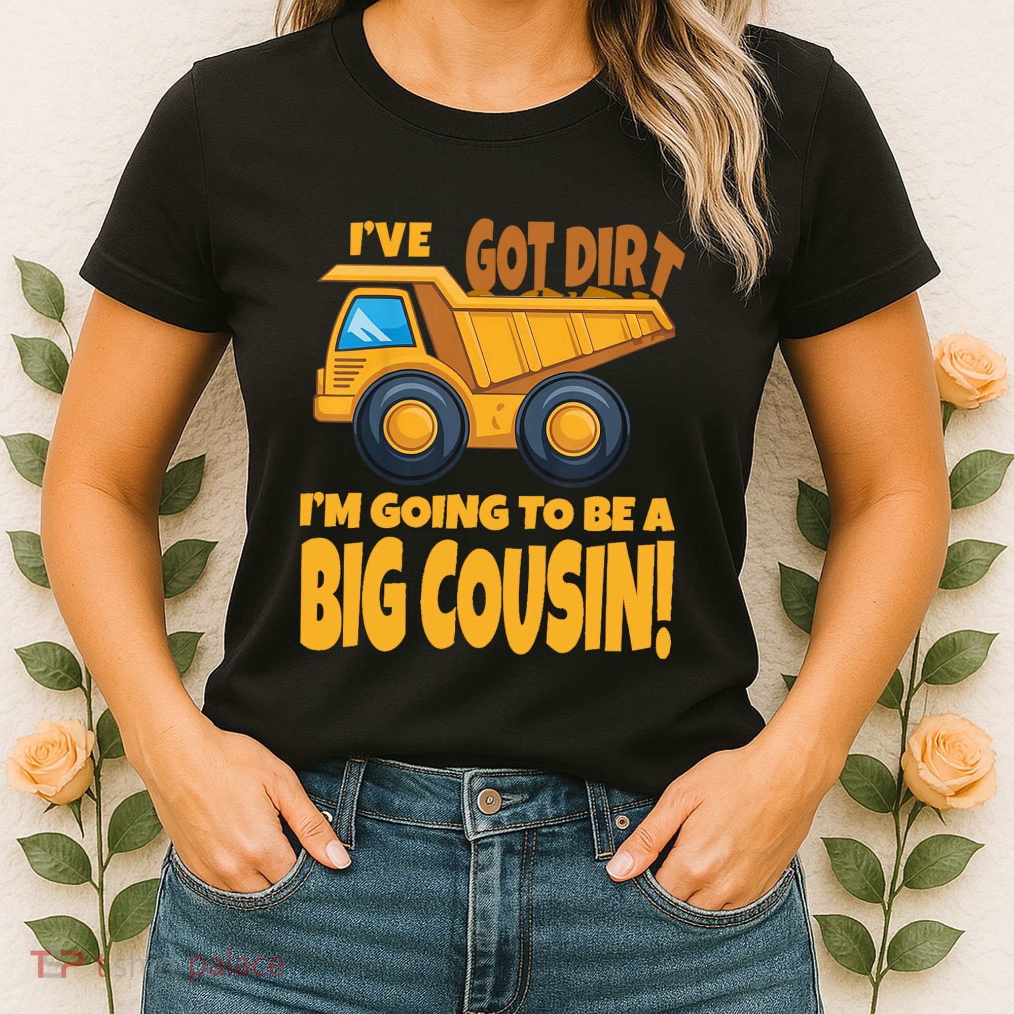 Big Cousin Construction Dump Truck Baby Announcement Women's T-Shirt
