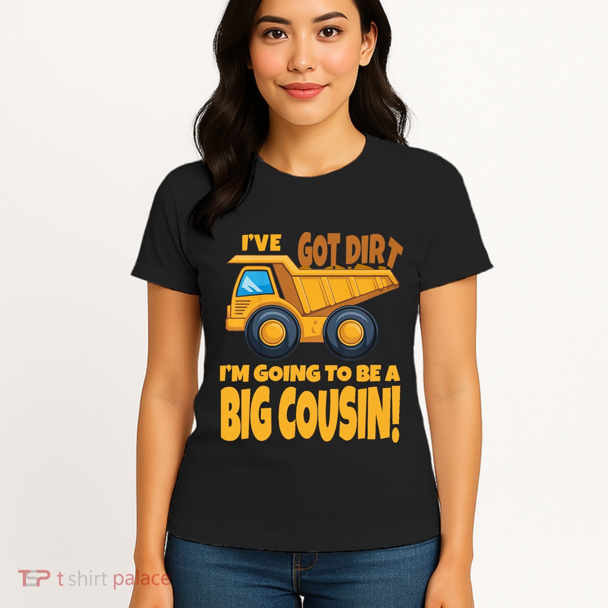 Big Cousin Construction Dump Truck Baby Announcement Women's T-Shirt