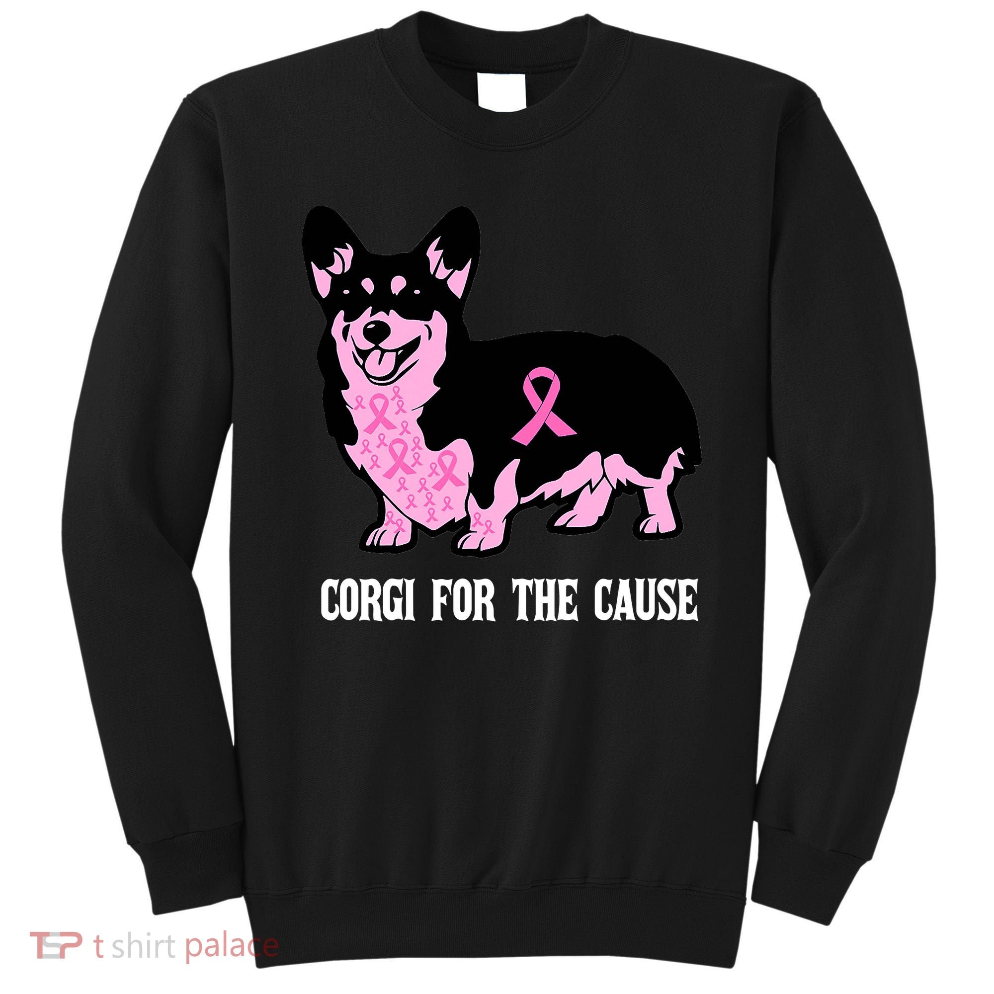 Breast Cancer Corgi For The Cause Pink Ribbon Sweatshirt