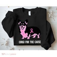 Breast Cancer Corgi For The Cause Pink Ribbon Sweatshirt thumb 2