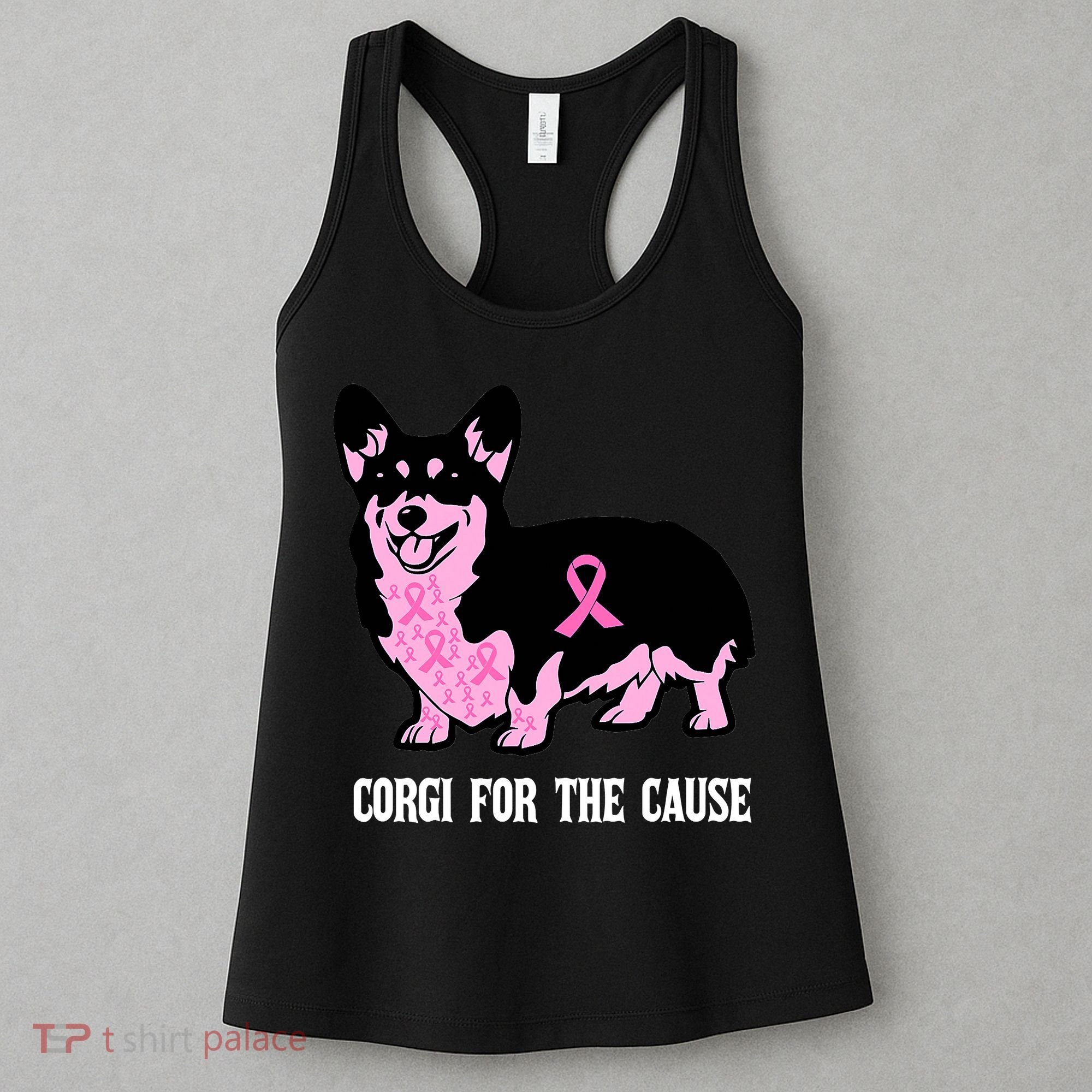Breast Cancer Corgi For The Cause Pink Ribbon Women's Tank Top