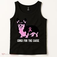 Breast Cancer Corgi For The Cause Pink Ribbon Tank Top thumb 2