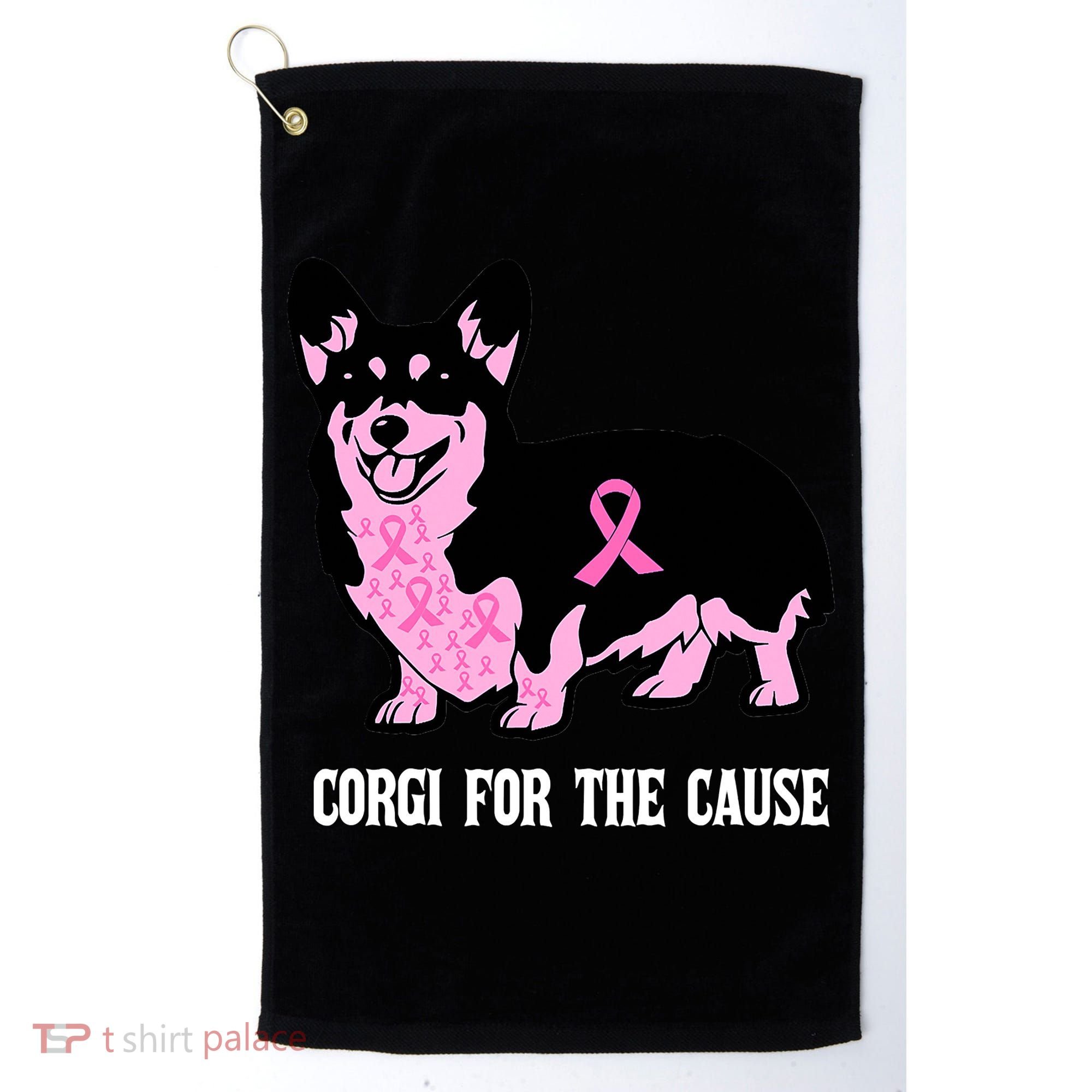 Breast Cancer Corgi For The Cause Pink Ribbon Golf Towel