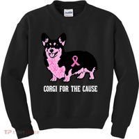 Breast Cancer Corgi For The Cause Pink Ribbon Kids Sweatshirt thumb 0
