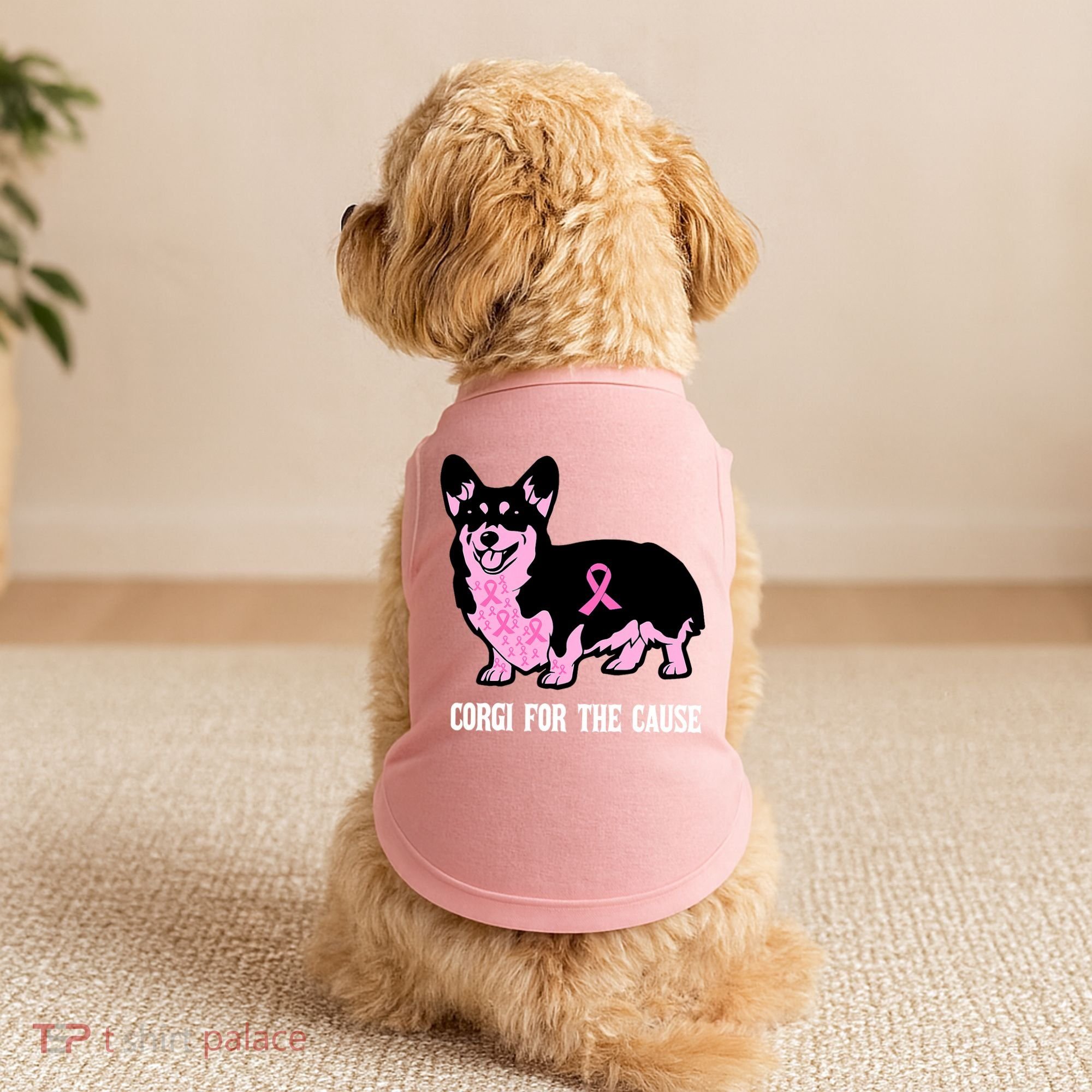 Breast Cancer Corgi For The Cause Pink Ribbon Doggie Tank