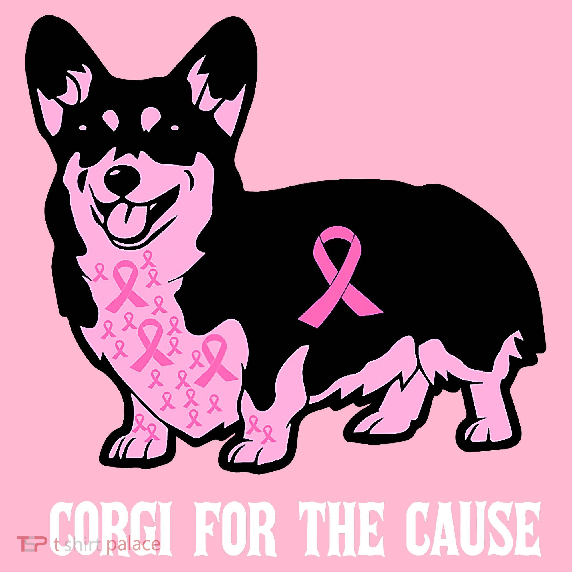 Breast Cancer Corgi For The Cause Pink Ribbon Hoodie