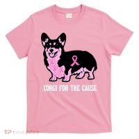 Breast Cancer Corgi For The Cause Pink Ribbon T-Shirt thumb 0
