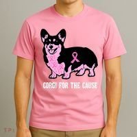 Breast Cancer Corgi For The Cause Pink Ribbon T-Shirt thumb 3