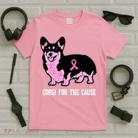 Breast Cancer Corgi For The Cause Pink Ribbon T-Shirt thumb 5