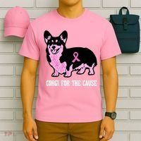 Breast Cancer Corgi For The Cause Pink Ribbon T-Shirt thumb 6