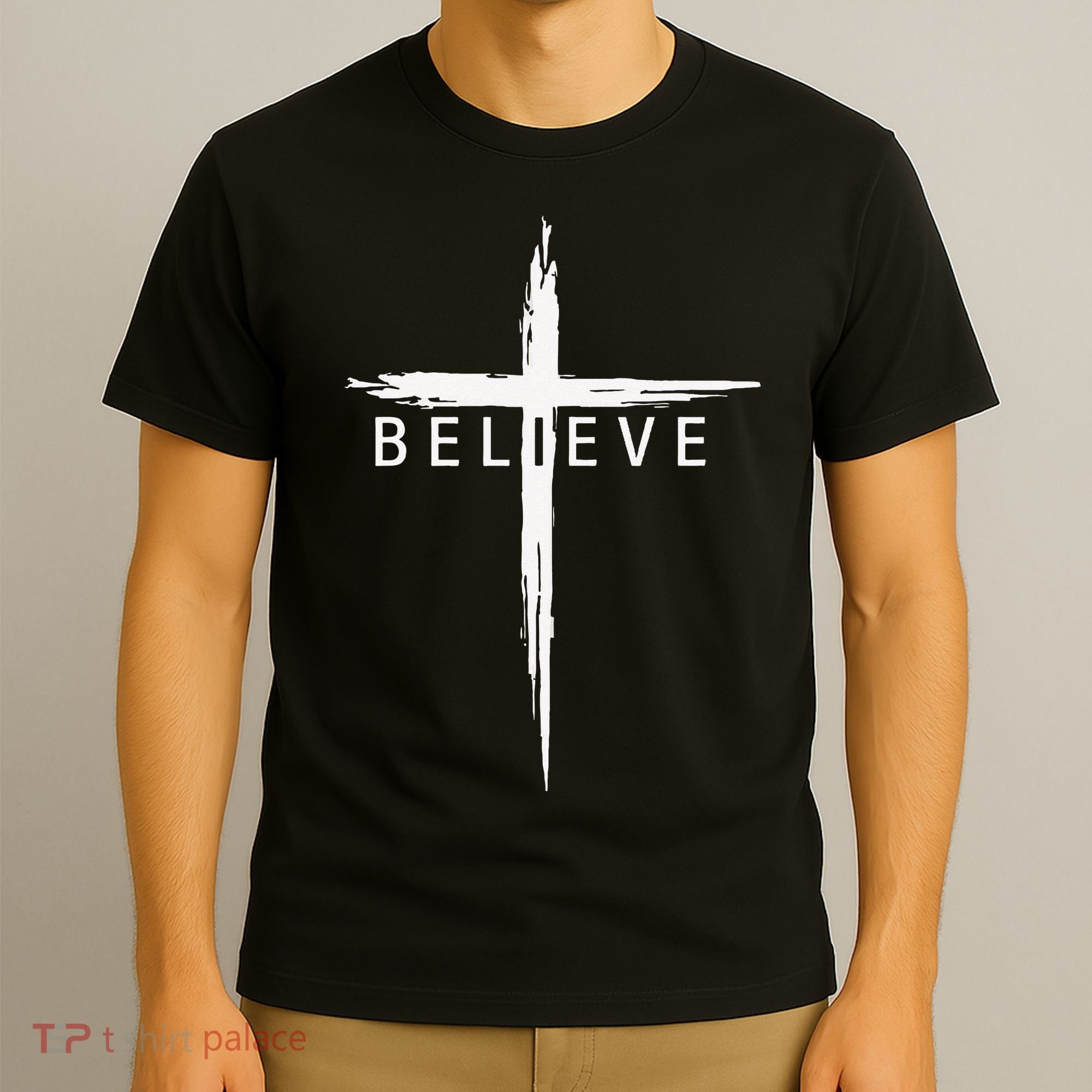 Believe Christian Cross Jesus Christ Christians Men Women T-Shirt