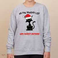 Black Cat Christmas On The Naughty List And I Regret Nothing  Women's Sweatshirt thumb 0