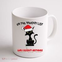 Black Cat Christmas On The Naughty List And I Regret Nothing  Coffee Mug thumb 1