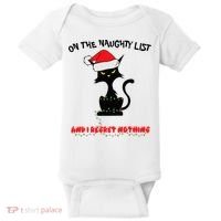 Black Cat Christmas On The Naughty List And I Regret Nothing  Baby Bodysuit thumb 0
