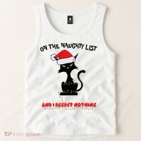Black Cat Christmas On The Naughty List And I Regret Nothing  Tank Top thumb 2