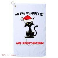 Black Cat Christmas On The Naughty List And I Regret Nothing  Golf Towel thumb 0