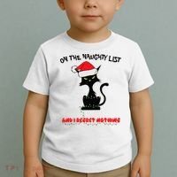 Black Cat Christmas On The Naughty List And I Regret Nothing  Toddler T-Shirt thumb 2