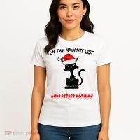 Black Cat Christmas On The Naughty List And I Regret Nothing  Women's T-Shirt thumb 4