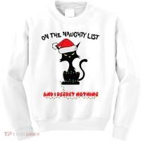 Black Cat Christmas On The Naughty List And I Regret Nothing  Kids Sweatshirt thumb 0