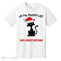 Black Cat Christmas On The Naughty List And I Regret Nothing  Kids T-Shirt thumb 0