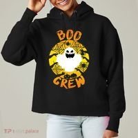 Boo Crew Cute Halloween Ghost Ladies Heavyweight Boxy Pullover Hoodie thumb 0