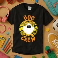 Boo Crew Cute Halloween Ghost Kids T-Shirt thumb 3