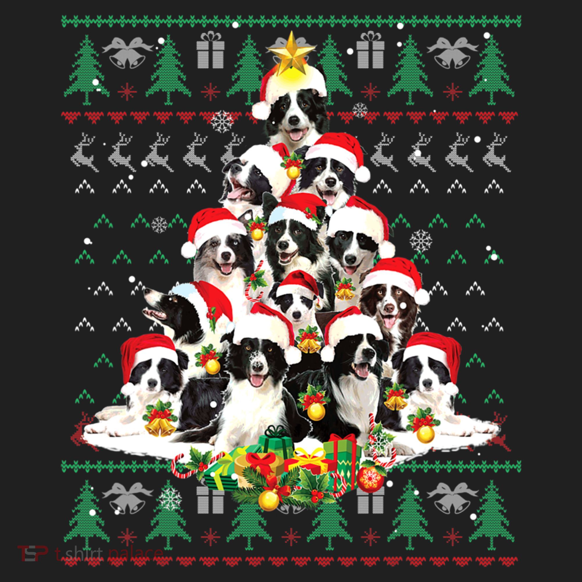 Border Collie Christmas Tree Ugly Sweater Dog Puppy Lover Gift Women's Sweatshirt