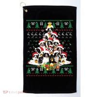 Border Collie Christmas Tree Ugly Sweater Dog Puppy Lover Gift Golf Towel thumb 0