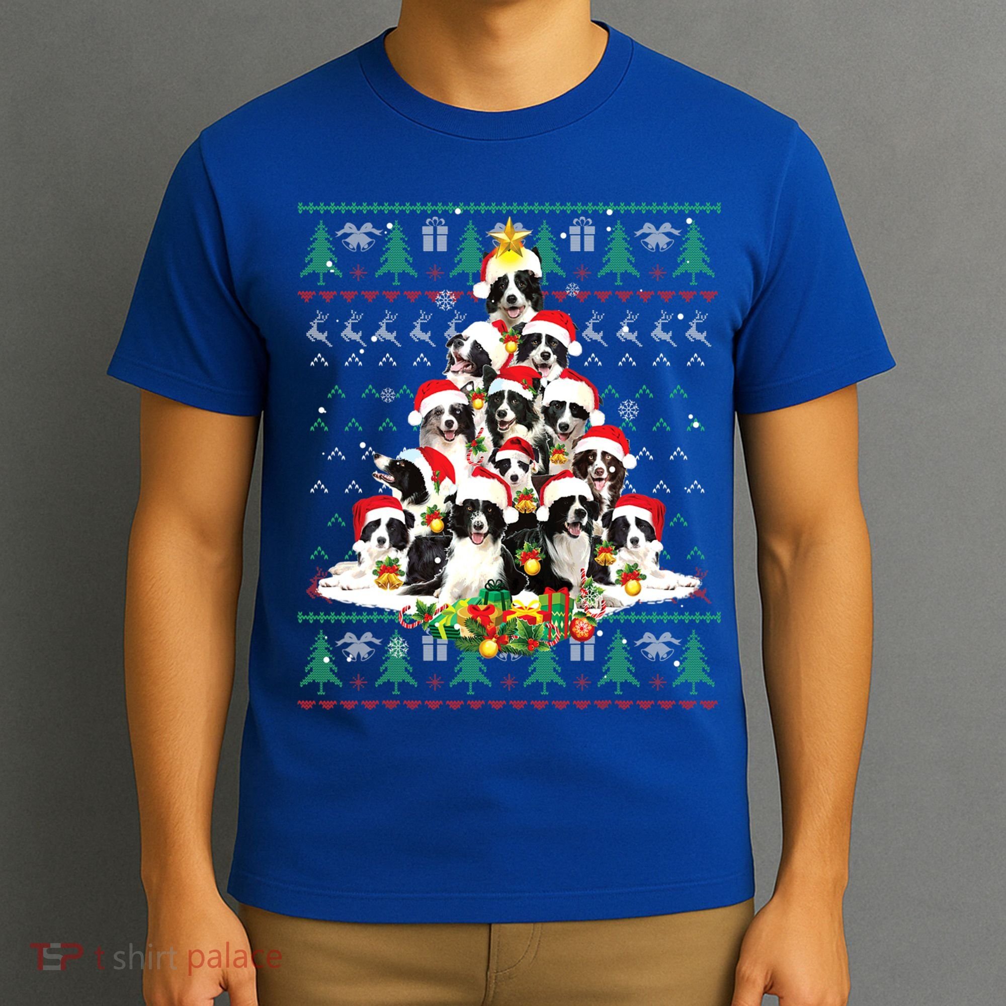 Border Collie Christmas Tree Ugly Sweater Dog Puppy Lover Gift T-Shirt