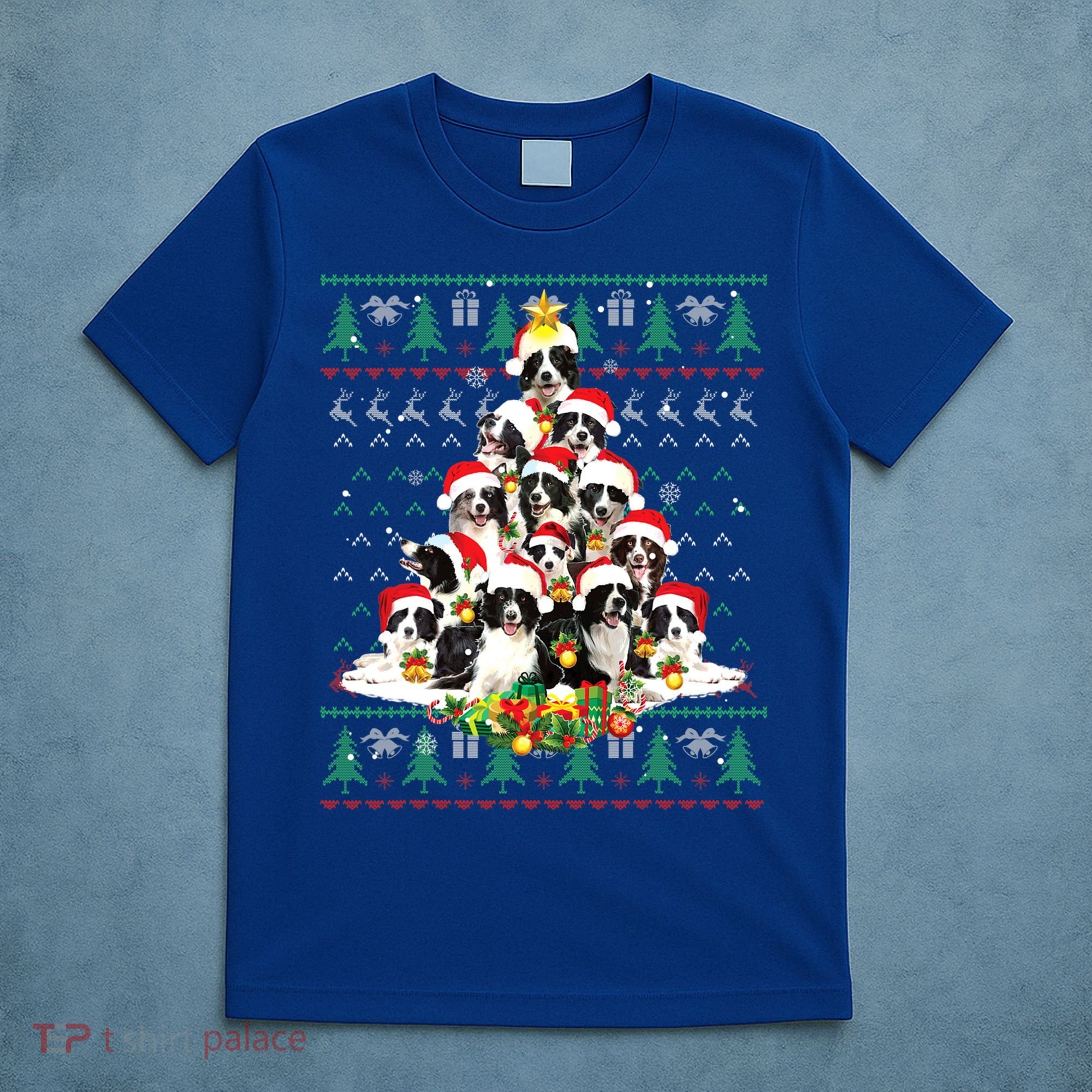 Border Collie Christmas Tree Ugly Sweater Dog Puppy Lover Gift T-Shirt