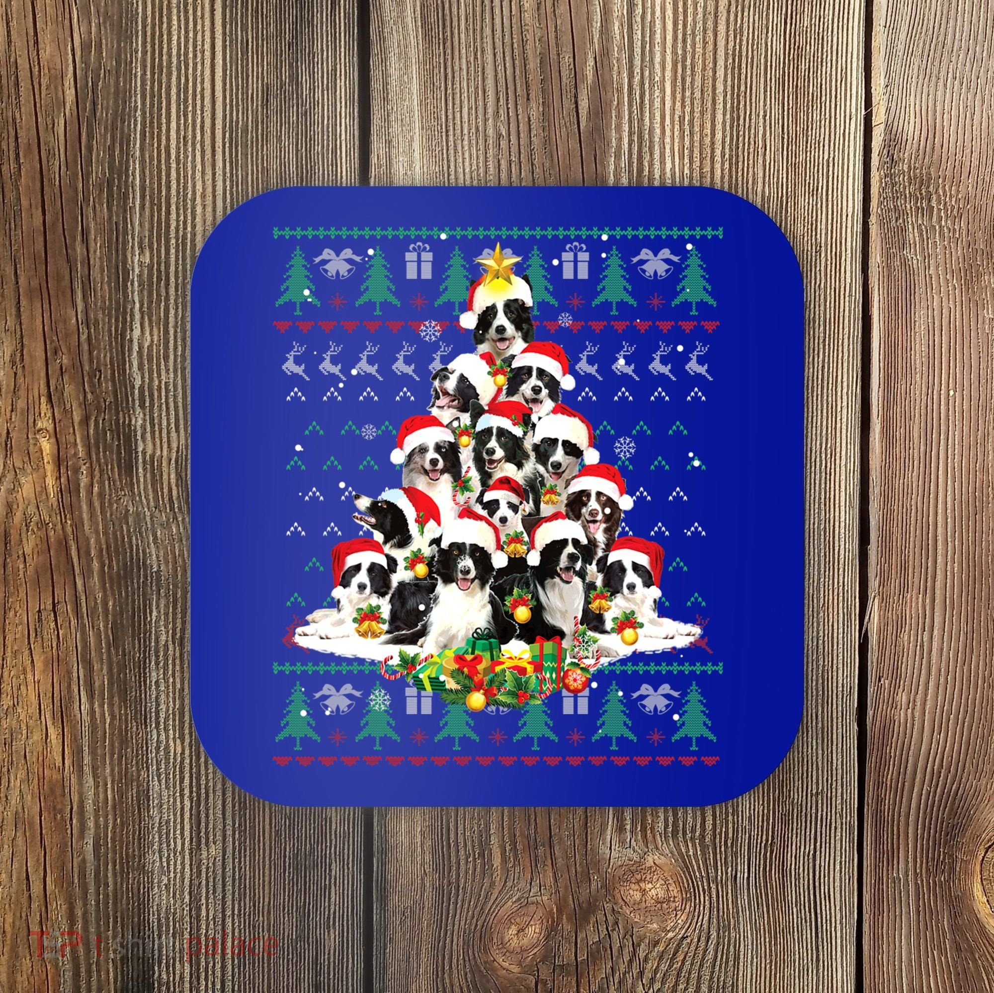 Border Collie Christmas Tree Ugly Sweater Dog Puppy Lover Gift Coaster