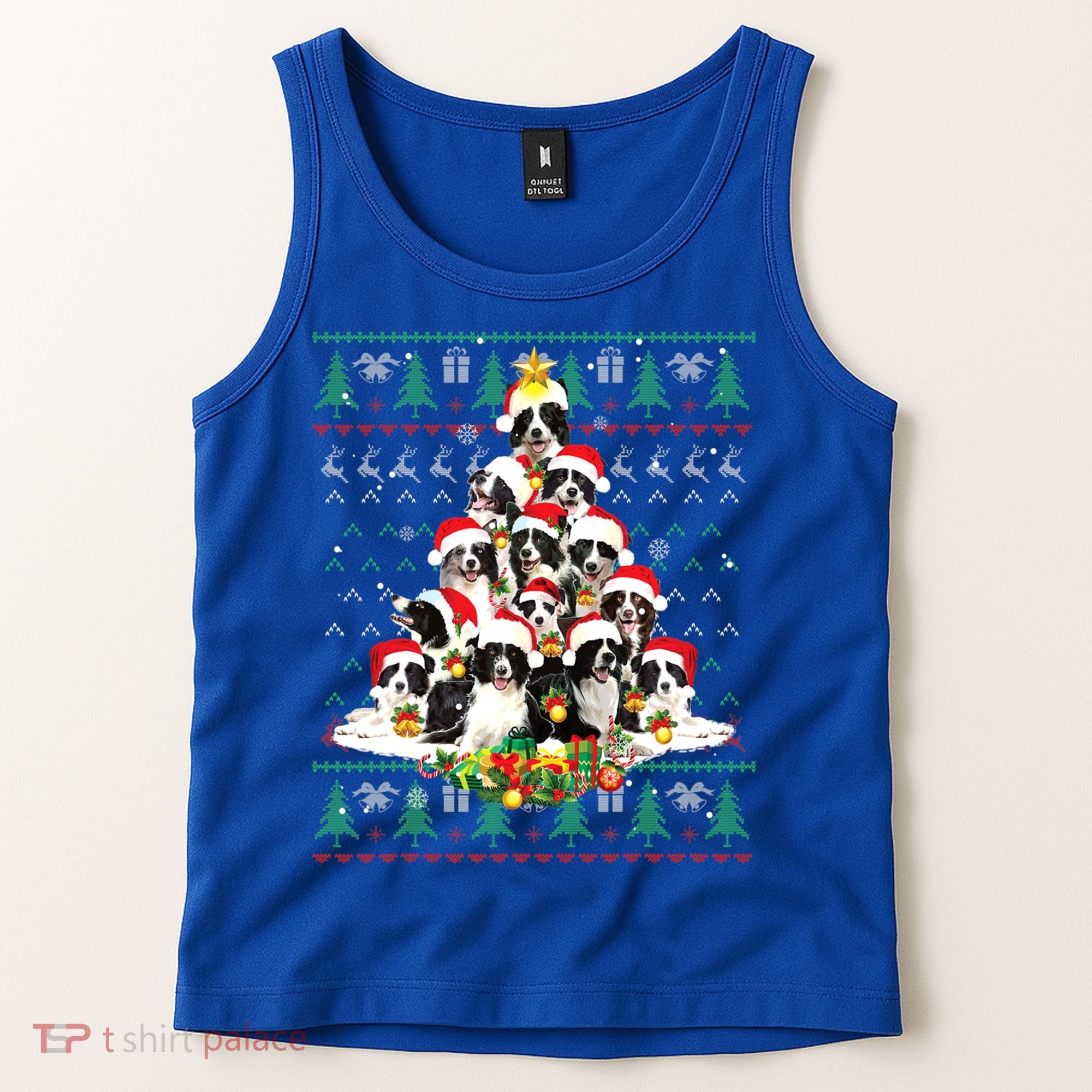 Border Collie Christmas Tree Ugly Sweater Dog Puppy Lover Gift Tank Top