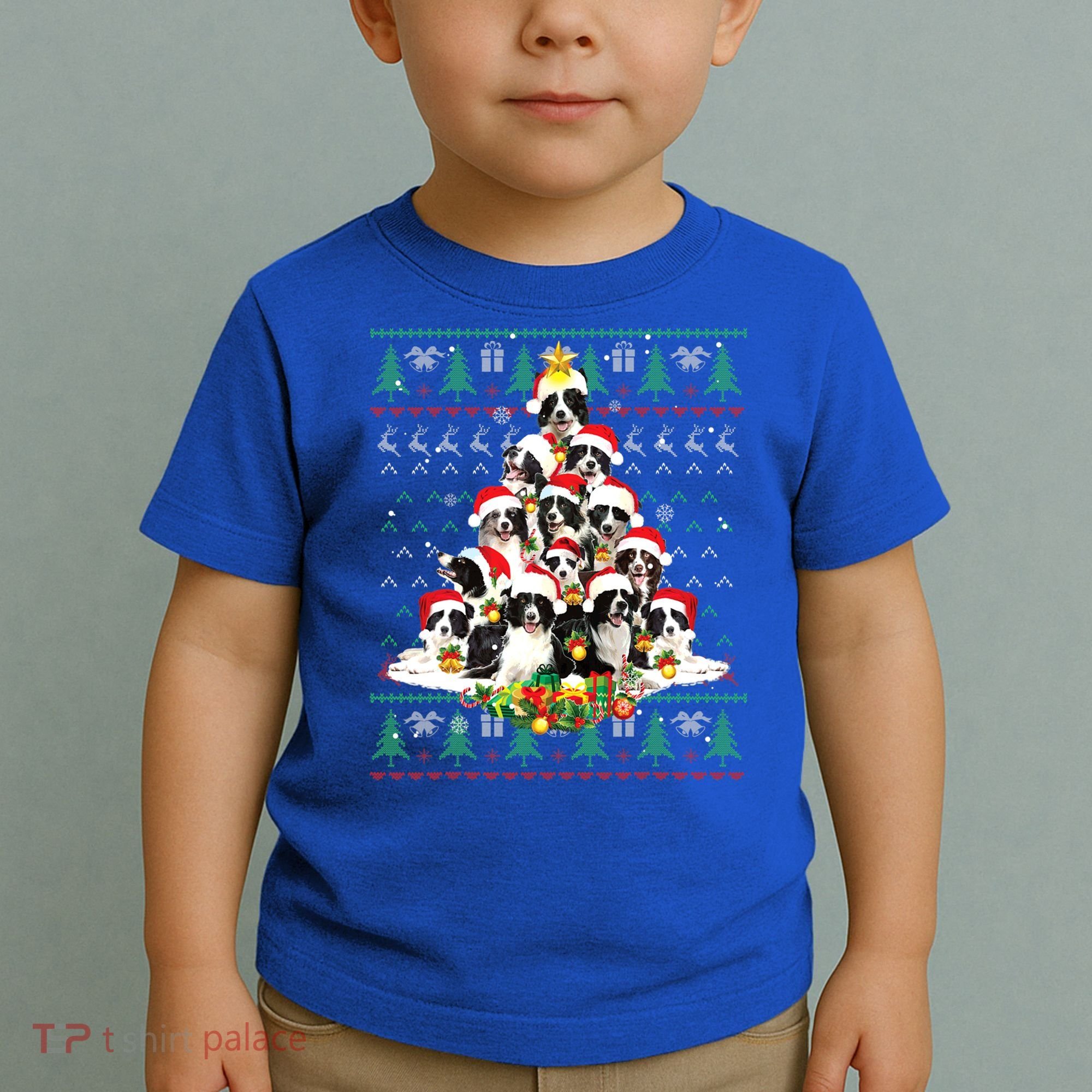 Border Collie Christmas Tree Ugly Sweater Dog Puppy Lover Gift Toddler T-Shirt