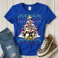 Border Collie Christmas Tree Ugly Sweater Dog Puppy Lover Gift Women's T-Shirt thumb 3