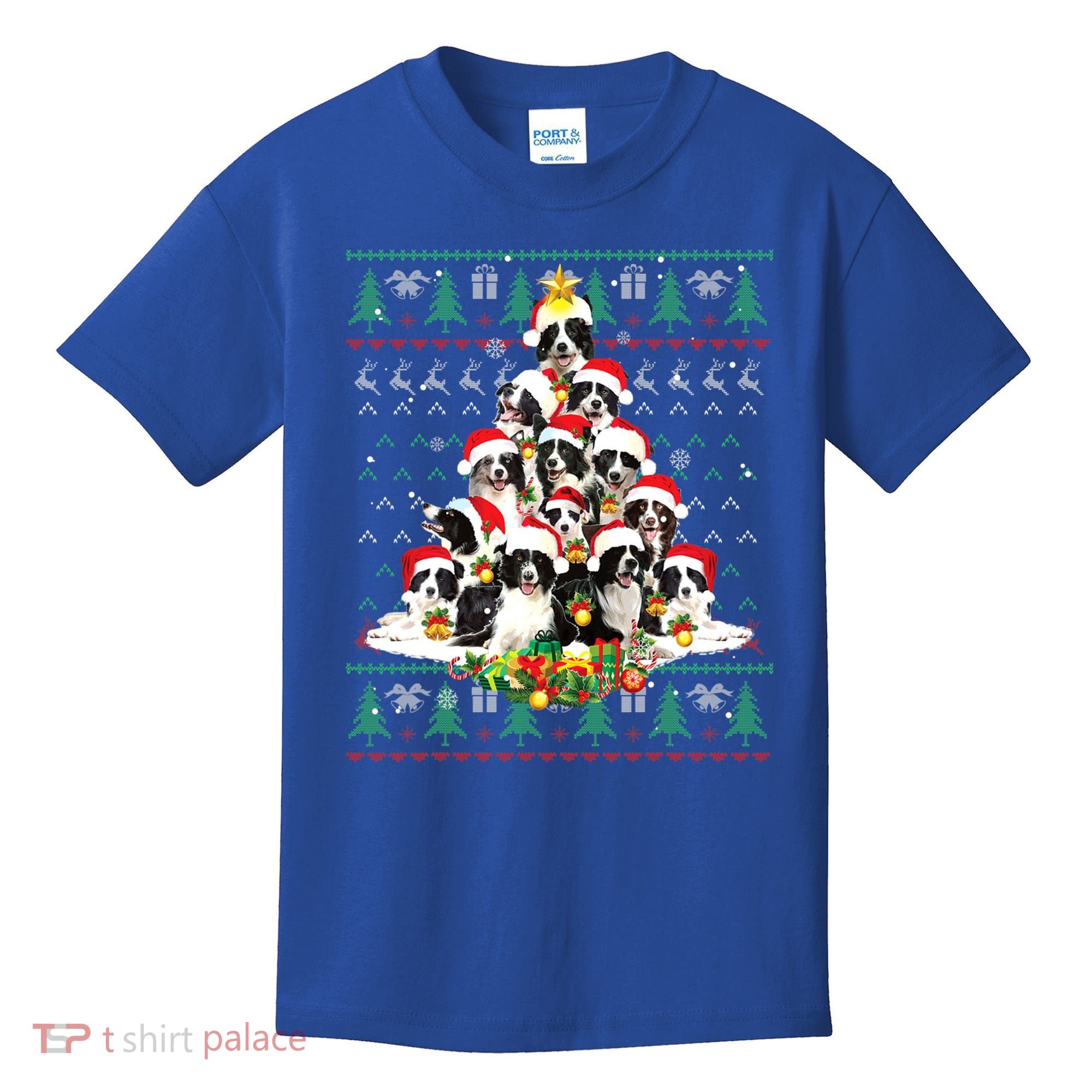Border Collie Christmas Tree Ugly Sweater Dog Puppy Lover Gift Kids T-Shirt