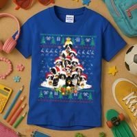 Border Collie Christmas Tree Ugly Sweater Dog Puppy Lover Gift Kids T-Shirt thumb 3