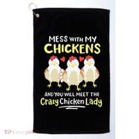 Backyard Crazy Chicken Lady Wo Farmer Golf Towel thumb 0