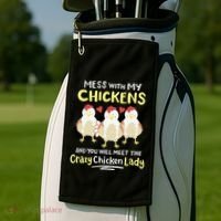 Backyard Crazy Chicken Lady Wo Farmer Golf Towel thumb 2