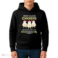 Backyard Crazy Chicken Lady Wo Farmer Kids Hoodie thumb 4