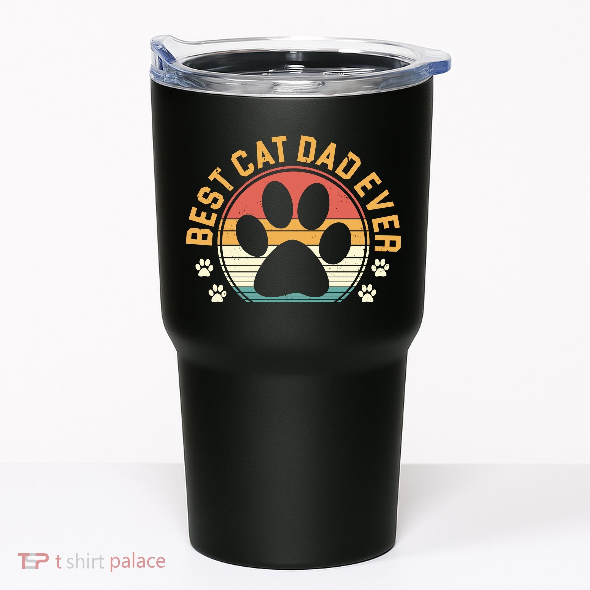 Best Cat Dad Ever Retro Sunset Tumbler