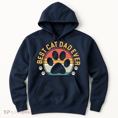Best Cat Dad Ever Retro Sunset Hoodie