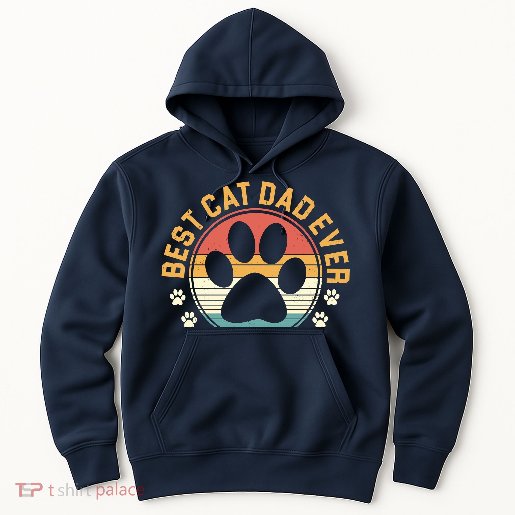 Best Cat Dad Ever Retro Sunset Hoodie